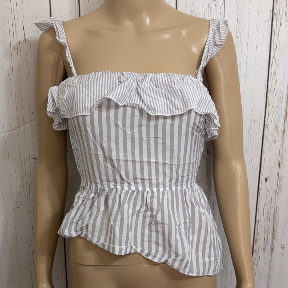 Victoria's Secret Lavender White Striped Ruffle Blouse